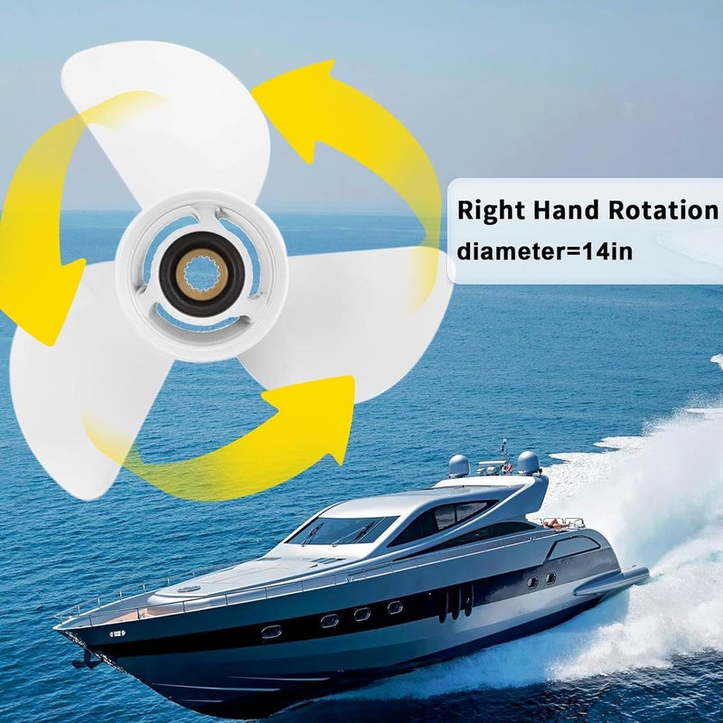 VIF 14x11-K Aluminum Boat Propeller with Yamaha Outboard Motos 115HP 60HP 70HP 75HP 80HP 85HP 90HP 130HP, OEM Parts No.6E5-45954-00-EL,15 Tooth, Rh (14Diax11P #6E5-45954-00-EL) - Image 2